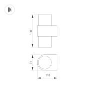 светильник 13W Белый дневной 033555 SP-SPICY-WALL-TWIN-S180x72-2x6W 220V IP20 цилиндр накладной черный