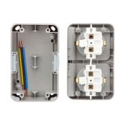Блок горизонтальный 2 розетки Mini OG KR-78-0806 с/з серый IP54 KRANZ
