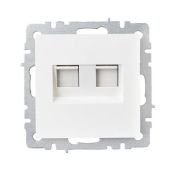 Розетка встраиваемая компьютерная двойная IEK BRITE BR-K20-2-K01 РК11-2-БрБ RJ45 кат.6 белый