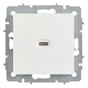 Розетка встраиваемая USB IEK BRITE C 65Вт BR-U13-065-K01 РЮ12-1-БрБ белый