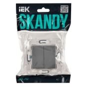 Выключатель встраиваемый двухклавишный проходной IEK SKANDY SK-V22-0-10-K03 SK-V05Gr серый