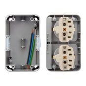 Блок горизонтальный 2 розетки Mini OG KR-78-0804 с/з серый керамический IP54 KRANZ