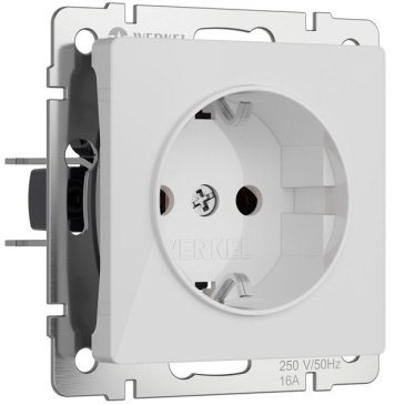 Штепсельная розетка встраиваемая WERKEL 16A 250V W1171141 с/з с шторками белый акрил