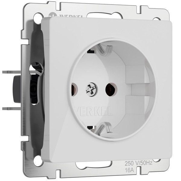 Штепсельная розетка встраиваемая WERKEL 16A 250V W1171141 с/з с шторками белый акрил