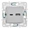 Розетка встраиваемая USB IEK SKANDY A+C 3,1А SK-U22-D31-K23 SK-R14S серебряный