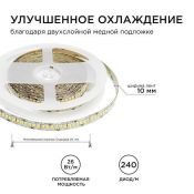 Светодиодная лента Белый 2835 24V 26W/m 240Led/метр 00-302 PRO 10мм IP20