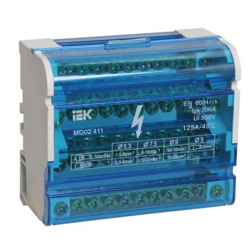 Шины на DIN-рейку в корпусе (кросс-модуль) ШНК 4х11 3L+PEN YND10-4-11-125 IEK