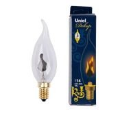 лампа декоративная накаливания свеча на ветру 3W IIL-N-CW35-3/RED-FLAME/E14/CL с эфф. мерцающ. пламени