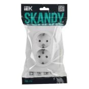 Штепсельная розетка встраиваемая двойная IEK SKANDY 16А SK-R21-16-K01-F SK-R08W без з/к без шторк в сборе арктический белый