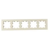 Рамка пластик 5 постов IEK BRITE BR-M52-51-K10 РУ-5-Бр бежевый рифленый