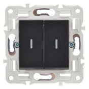 Выключатель встраиваемый двухклавишный проходной с подсветкой IEK SKANDY SK-V22-1-10-K02 SK-V10Bl черный
