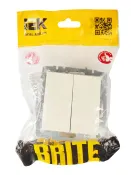 Выключатель встраиваемый двухклавишный проходной IEK BRITE BR-V22-0-10-K10 ВС10-2-6-БрКр бежевый