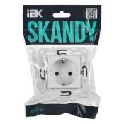 Штепсельная розетка встраиваемая IEK SKANDY 16А SK-R14-16-1-K01 SK-R06W с з/к и шторками безвинтовое крепление арктический белый