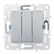 Выключатель встраиваемый трехклавишный IEK SKANDY SK-V30-0-10-K23 SK-V11S серебряный