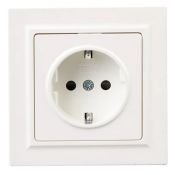 Штепсельная розетка встраиваемая IEK BRITE 16А BR-R14-16-K36-F РСР14-1-0-БрЖ с з/к и шторками в сборе жемчуг