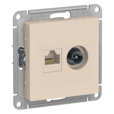 Розетка встраиваемая комбинированная ATLASDESIGN ATN000289 RJ45+TV категория 5Е бежевый