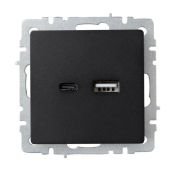Розетка встраиваемая USB IEK BRITE A+C 18Вт BR-U22-018-K02 РЮ11-1-БрЧ черный