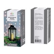 фигурка  светодиодная Декоративный фонарь Белый теплый 513-045, 1Led, 3хАAА, черный корпус, IP20