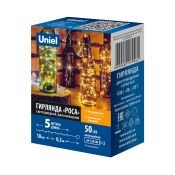 гирлянда НИТЬ на батарейках РОСА Янтарный UL-00010898 ULD-S0500-050 SCB 2AA AMBER IP20 DEW