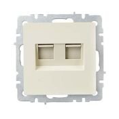 Розетка встраиваемая компьютерная двойная IEK BRITE BR-K20-2-K10 РК11-2-БрКр RJ45 кат.6 бежевый