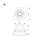 Встраиваемый светильник  20W Белый дневной 057754 MS-VORTEX-BUILT-R110 (WH-WH, 40 deg, 230V) IP20 поворотный круглый белый