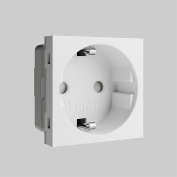 Модульная розетка встраиваемая WERKEL 16A 250V W1171160 IP20 с/з и шторками белый