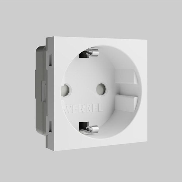 Модульная розетка встраиваемая WERKEL 16A 250V W1171160 IP20 с/з и шторками белый