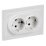 Штепсельная розетка встраиваемая двойная IEK BRITE 16А BR-R24-16-K91-F РСш12-3-БрАБ с з/к со шторками в сборе арктический белый