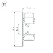 алюминиевый профиль ARL ARH-WALL-1849-DUAL-2000 ANOD 036339
