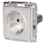 Штепсельная розетка встраиваемая WERKEL 16A 250V WL06-SKGS-01-IP44  с/з и шторками / W1171106  серебряный