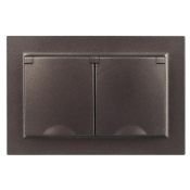 Штепсельная розетка встраиваемая двойная IEK BRITE 16А BR-R26-16-44-K45-F РСбш12-3-44-БрТБ с крышкой в сборе бронза IP44