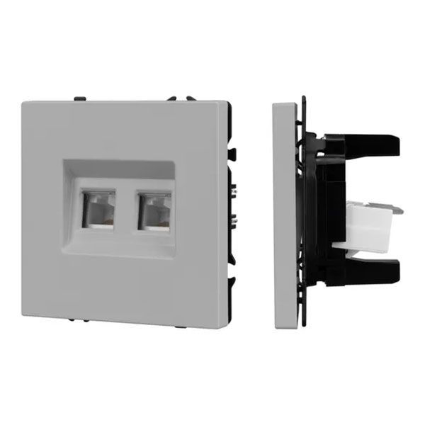 Розетка встраиваемая компьютерная двойная RJ45 кат.6 Arlight 059451 SCT-NOBE-MPC2-SFPL-IS никель