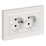 Штепсельная розетка встраиваемая двойная IEK BRITE 16А BR-R28-16-K01-F-PRO РСшПл12-3-БрБ с з/к и шторками в сборе плоская белый