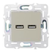 Розетка встраиваемая USB IEK SKANDY A+A 3,1А SK-U21-D31-K10 SK-R15B бежевый