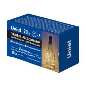 гирлянда НИТЬ на батарейках РОСА с пробкой Белый теплый UL-00010903 ULD-S0200-020-SСR-3LR IP20 WINESTOPPER (AG13x3) 2.0м.