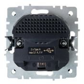 Штепсельная розетка встраиваемая IEK BRITE 16А BR-R14-16-U21-D31-K02 РЮш10-2-БрЧ с з/к и шторками с USB A+A 3,1А черный