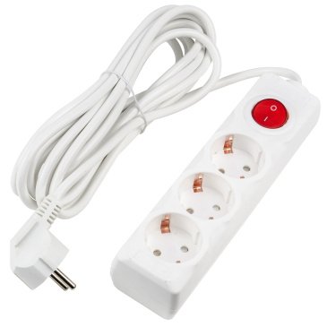 удлинитель с заземлением и выключателем Uniel UL-00010018 S-GCU3-5B WHITE 5м Ultra