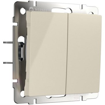 Выключатель встраиваемый двухклавишный самовозвратный WERKEL / W1122403 слоновая кость