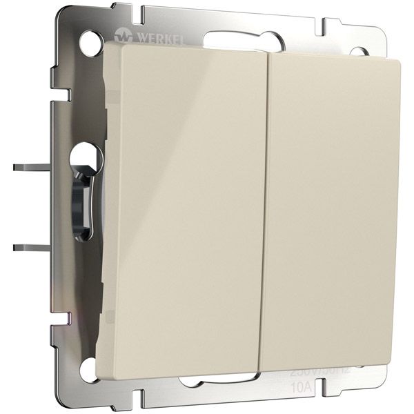Выключатель встраиваемый двухклавишный самовозвратный WERKEL / W1122403 слоновая кость