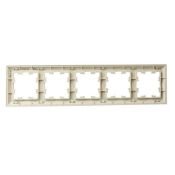 Рамка пластик 5 постов IEK BRITE BR-M52-12-1-K10 РУ-5-Бр бежевый/жемчуг