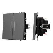 Выключатель встраиваемый двухклавишный непроходной Arlight 054266 SWT-NOBE-MK02-SFPL-L-GR с подсветкой серый