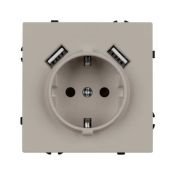 Штепсельная розетка встраиваемая Arlight SCT-NOBE-MUAA-SFPL-CA 16А 059442 с/з и USB тип A+A кашемир