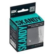 Штепсельная розетка встраиваемая IEK SKANDY 16А SK-R14-16-U14-018-K48 SK-R17T с з/к и шторками с USB A+C 18Вт титан