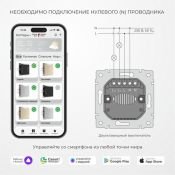 Выключатель встраиваемый двухклавишный с подсветкой сенсорный с Wi-Fi WERKEL W4523006 серебряный