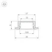 алюминиевый профиль LINE-2308-F-2000 WHITE 044237