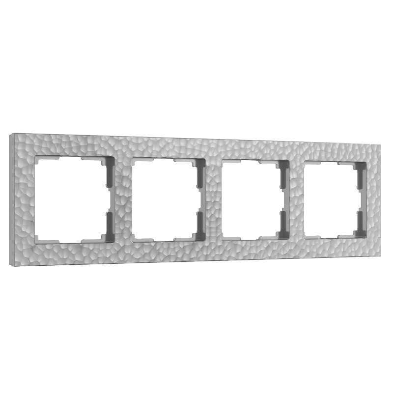 Рамка пластик 4  поста WERKEL Hammer W0042406 серебряный