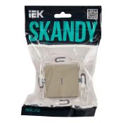 Выключатель встраиваемый одноклавишный проходной с подсветкой IEK SKANDY SK-V12-1-10-K10 SK-V08B бежевый