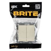 Выключатель встраиваемый двухклавишный перекрестный IEK BRITE BR-V23-0-10-K10 ВС10-2-3-БрКр бежевый