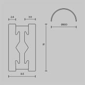 Шинопровод полукруг 800мм Flarity TRX154-SR-D800-B чёрный