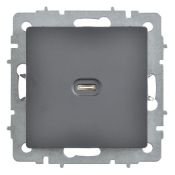 Розетка встраиваемая USB IEK BRITE C 65Вт BR-U13-065-K53 РЮ12-1-БрГ графит